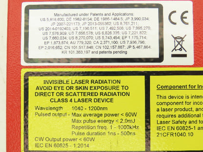 redENERGY SP-030P-A-HS-S-A-Y Pulsed Fiber Laser Type H 60W 2.0mJ Class 4 SPI