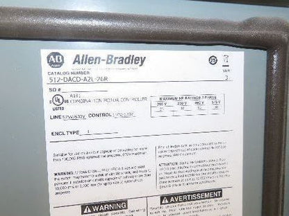 Allen Bradley 512-DACD-26R Combination Motor Starter Sz 3 NEMA 50HP 480V Fused