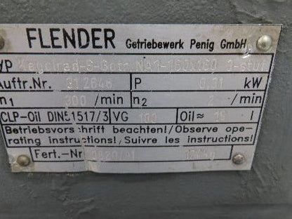 Flender NA1-160x160 Gearbox Drive 150:1 Reducer .31kW 70mm Hollow Shaft
