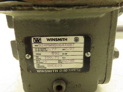 Winsmith 924MWNS064XGB7 D-90 SE Gearbox 10:1 Reducer 2.7Hp 175rpm LH 56C
