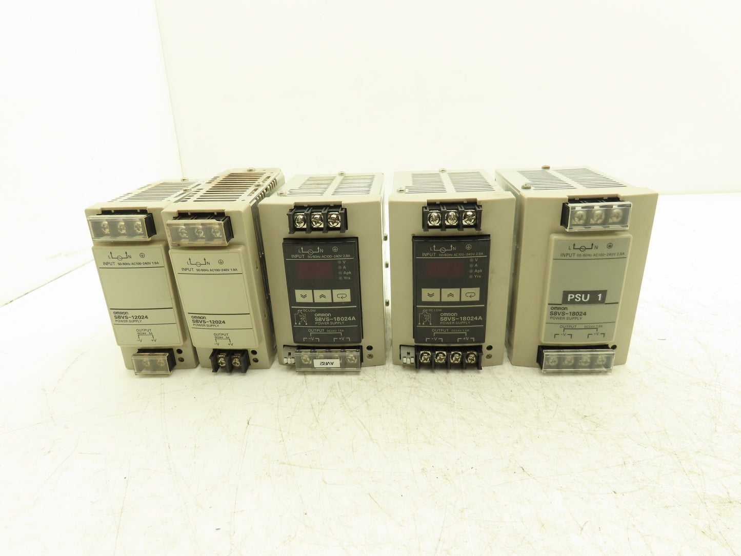Omron S8VS DIN Rail Power Supply 24VDC 7.5A 5A Out 100-240VAC 1Ph In Lot of 5