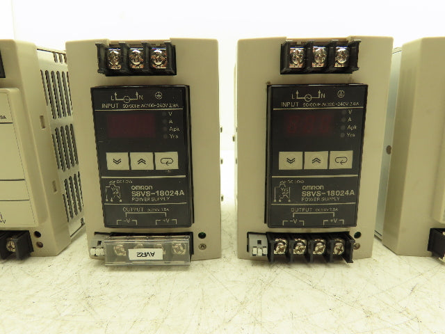 Omron S8VS DIN Rail Power Supply 24VDC 7.5A 5A Out 100-240VAC 1Ph In Lot of 5