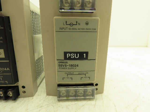 Omron S8VS DIN Rail Power Supply 24VDC 7.5A 5A Out 100-240VAC 1Ph In Lot of 5