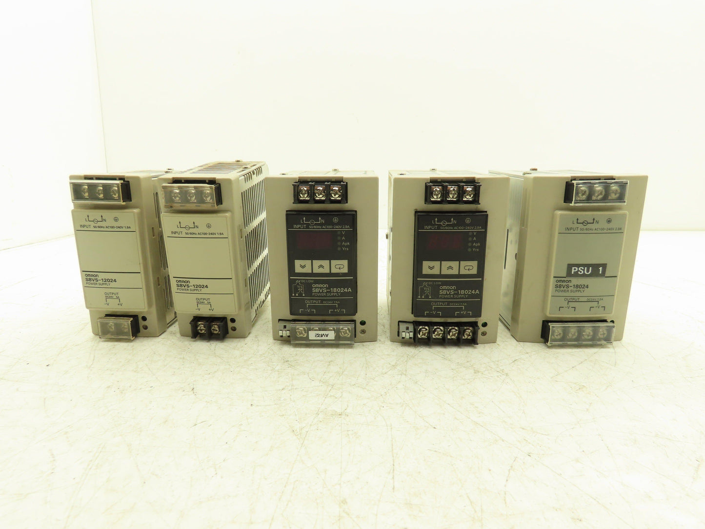 Omron S8VS DIN Rail Power Supply 24VDC 7.5A 5A Out 100-240VAC 1Ph In Lot of 5