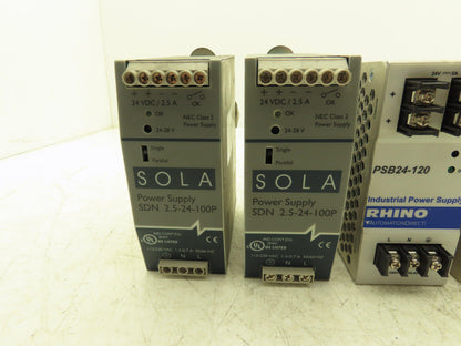 Sola Rhino Omron DIN Mountable Power Supplies 24VDC 2A/2.5A/5A Mixed Lot of 5