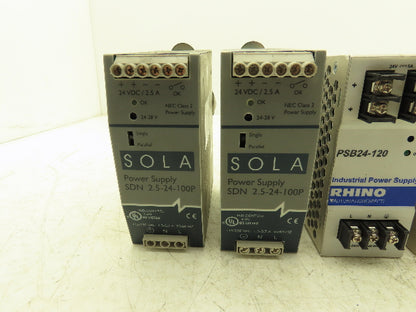 Sola Rhino Omron DIN Mountable Power Supplies 24VDC 2A/2.5A/5A Mixed Lot of 5