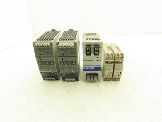 Sola Rhino Omron DIN Mountable Power Supplies 24VDC 2A/2.5A/5A Mixed Lot of 5