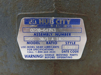 Hub City 455 Worm Gearbox 30:1 Reducer 7.4Hp 58rpm 182TC Hollow Shaft