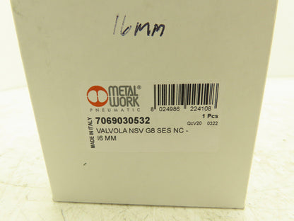 Metal Work 7069030532 Pneumatic Solenoid Air Valve Valvola NSV G8 SES NC 16mm