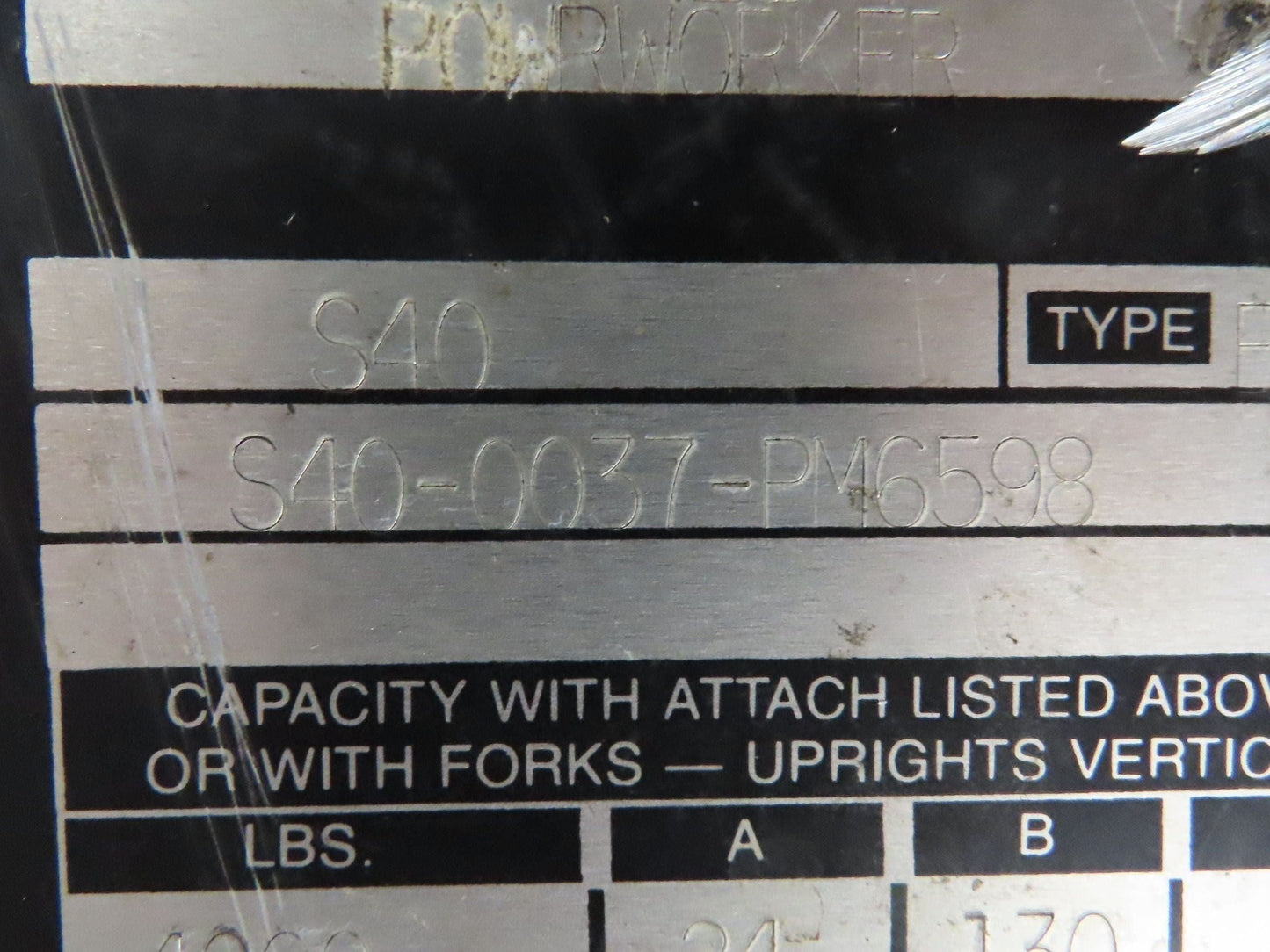 Clark S40 PowrWorker Forklift Mast 2-Stage 130" Lift 47"x 38" Carriage Class 2