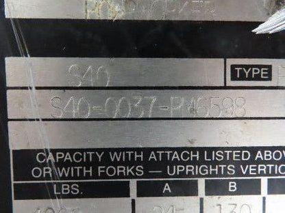 Clark S40 PowrWorker Forklift Mast 2-Stage 130" Lift 47"x 38" Carriage Class 2