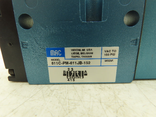 MAC 811C-PM-611JB-152 4-Way Single Solenoid Valve 24V