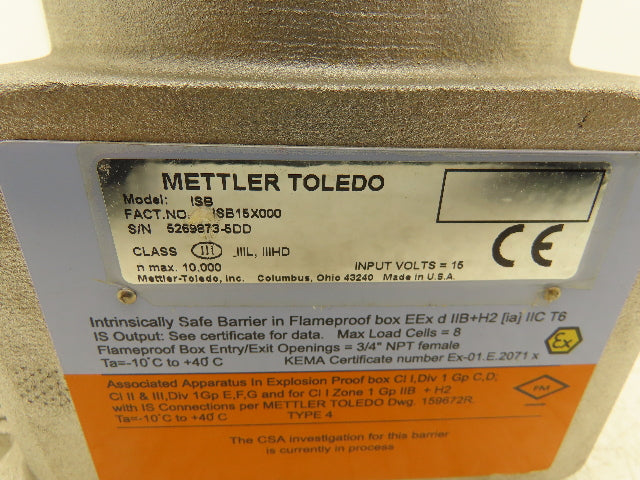 Mettler XJXX N4 ISB05000 Barrier Control Adalet IP66 Explosion Proof Enclosure
