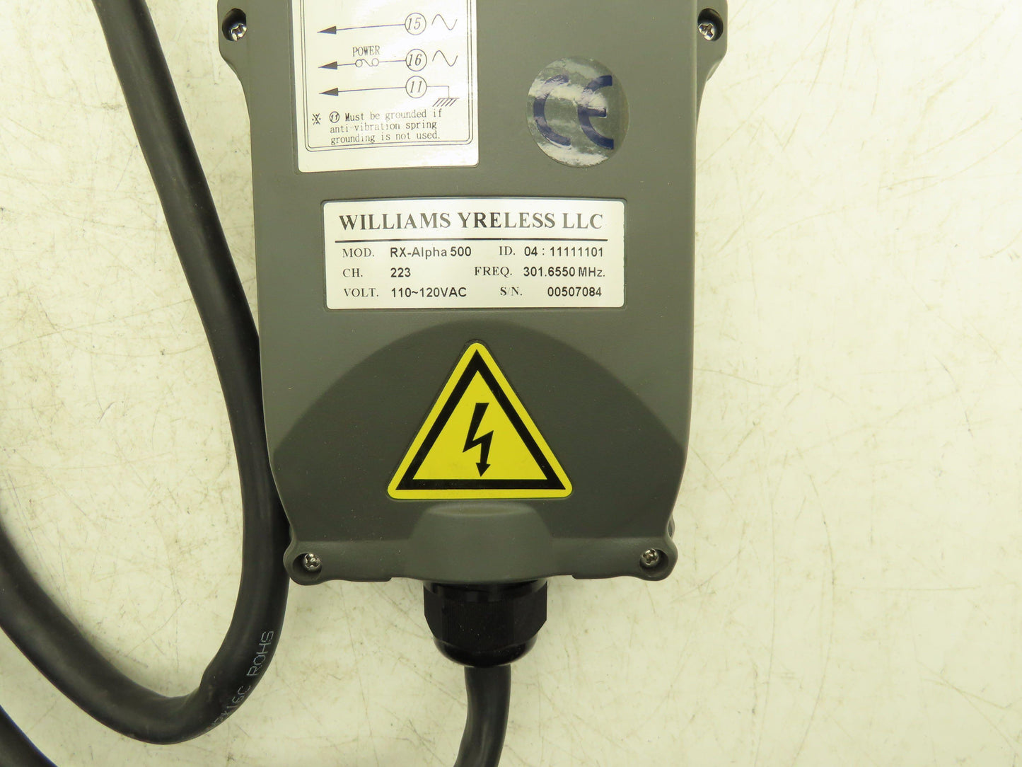 Williams Wyrless RX-Alpha 500 Wireless Crane Hoist Receiver No Remote