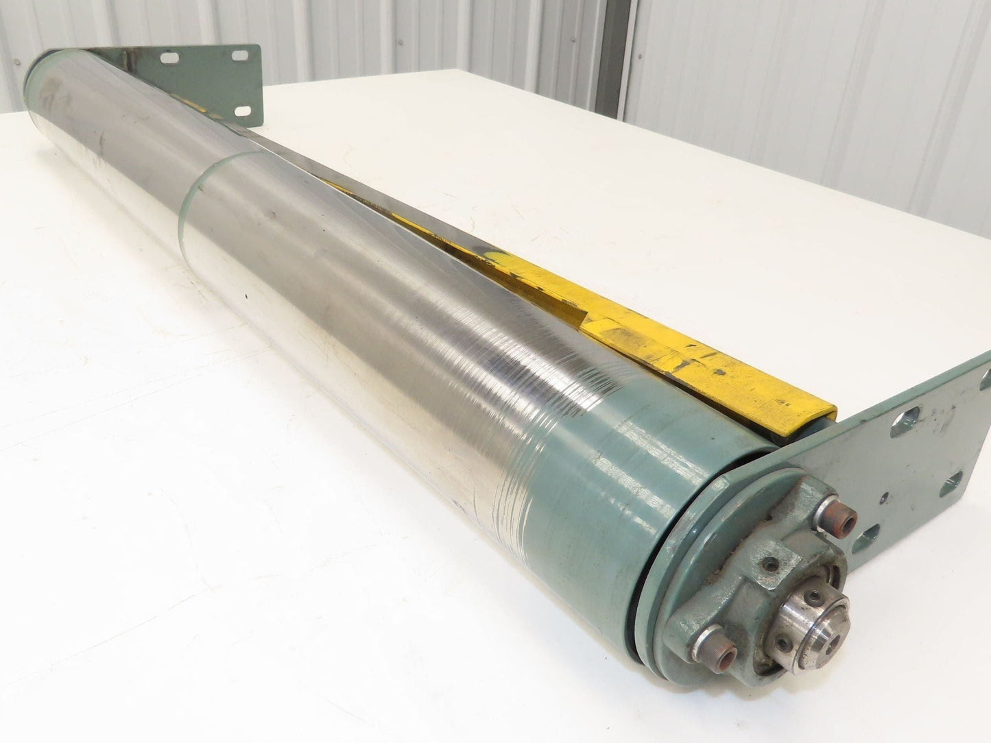 Hytrol 34" Slider Bed Belt Conveyor Tail Pulley Assembly 4"x 33" Pulley