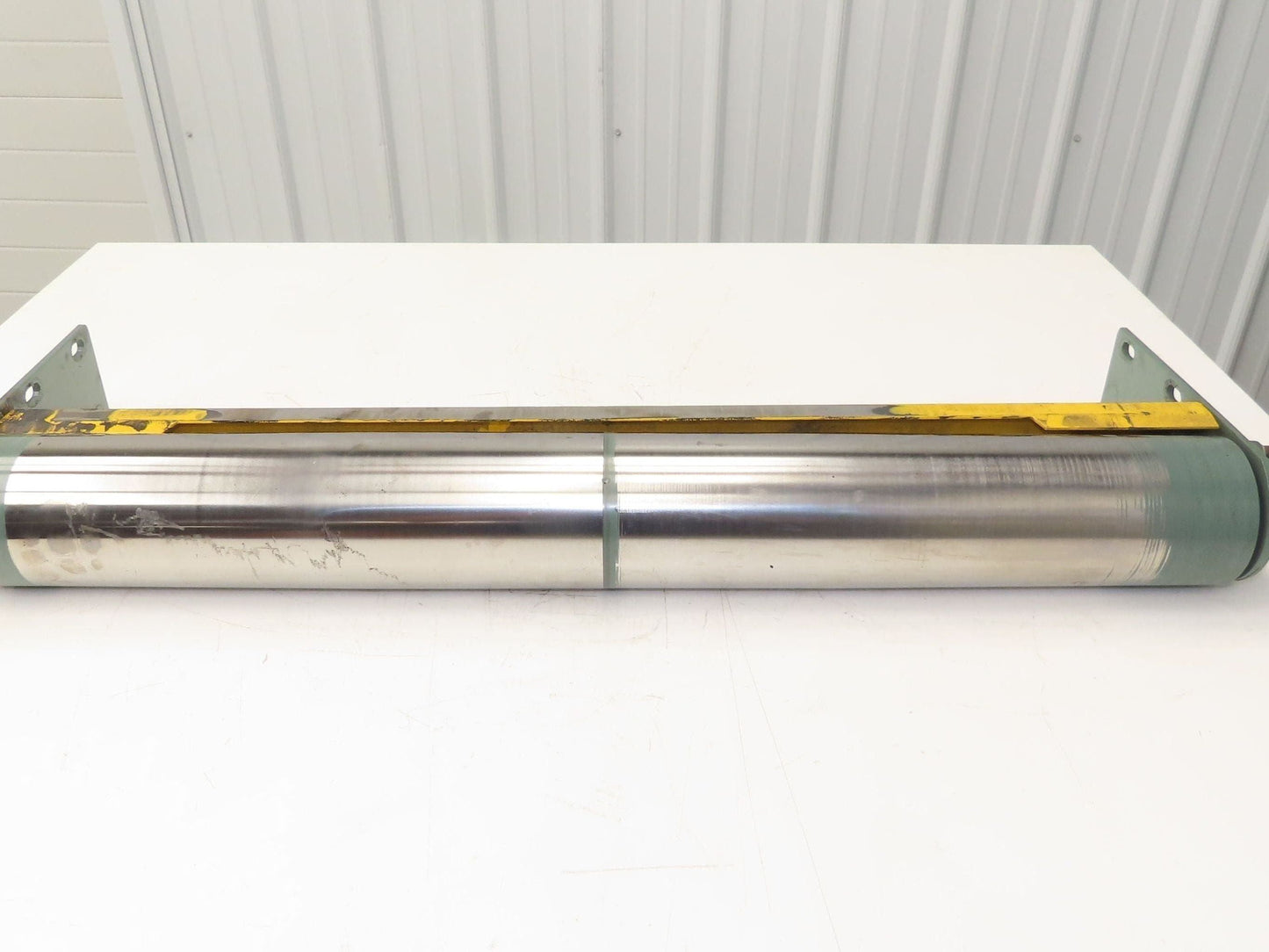 Hytrol 34" Slider Bed Belt Conveyor Tail Pulley Assembly 4"x 33" Pulley