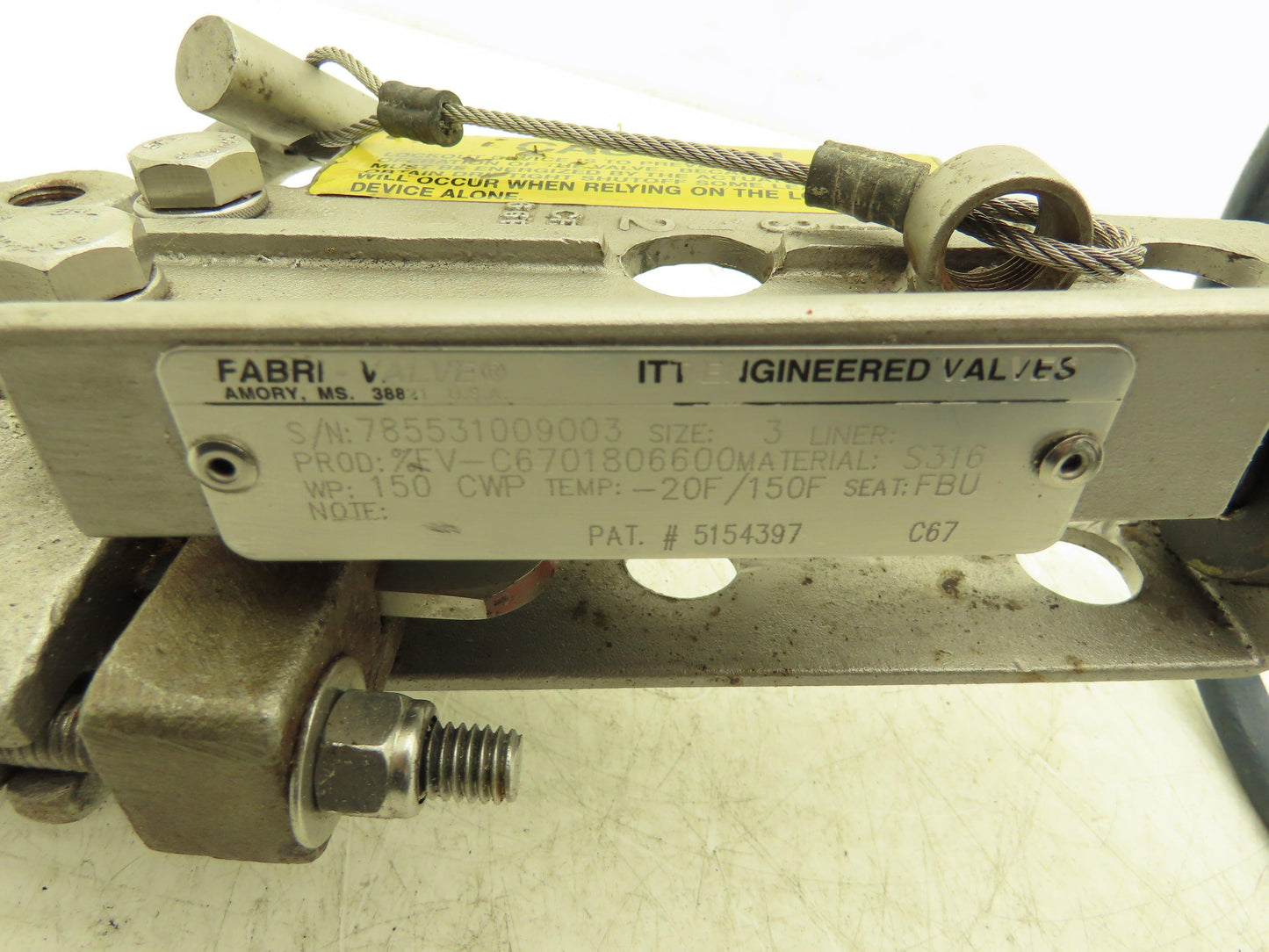 Fabri-Valve FV1312 Knife Gate Valve Size 3 Lockout Rising Stem Stainless