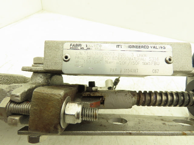 Fabri-Valve FV1312 Knife Gate Valve Size 3 Lockout Rising Stem Stainless