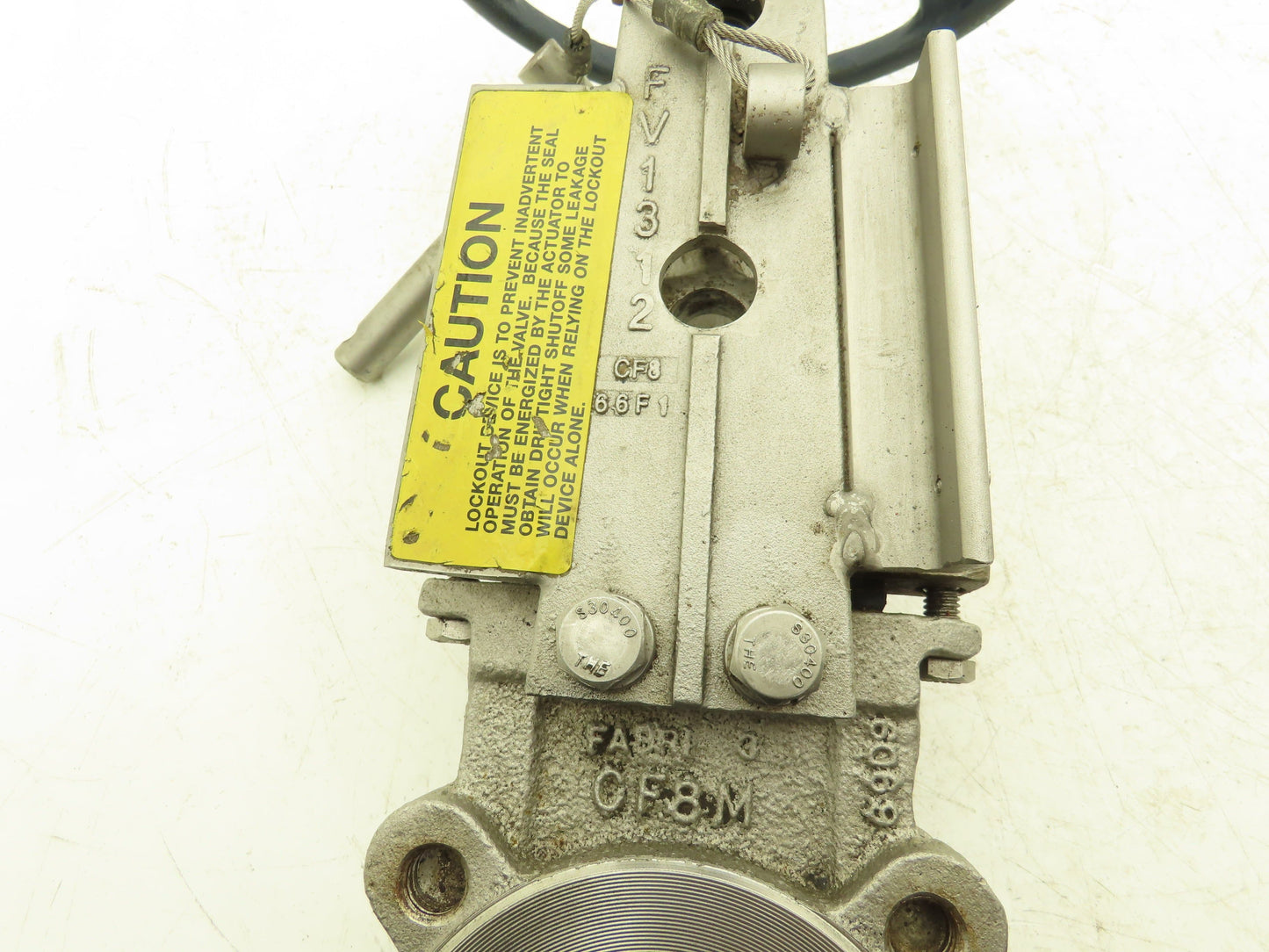 Fabri-Valve FV1312 Knife Gate Valve Size 3 Lockout Rising Stem Stainless