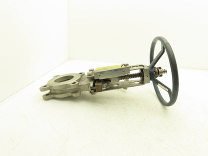 Fabri-Valve FV1312 Knife Gate Valve Size 3 Lockout Rising Stem Stainless