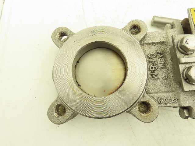 Fabri-Valve FV1312 Knife Gate Valve Size 3 Lockout Rising Stem Stainless