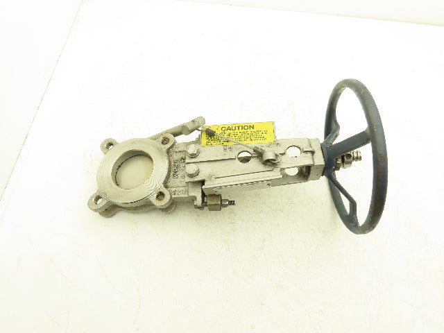 Fabri-Valve FV1312 Knife Gate Valve Size 3 Lockout Rising Stem Stainless