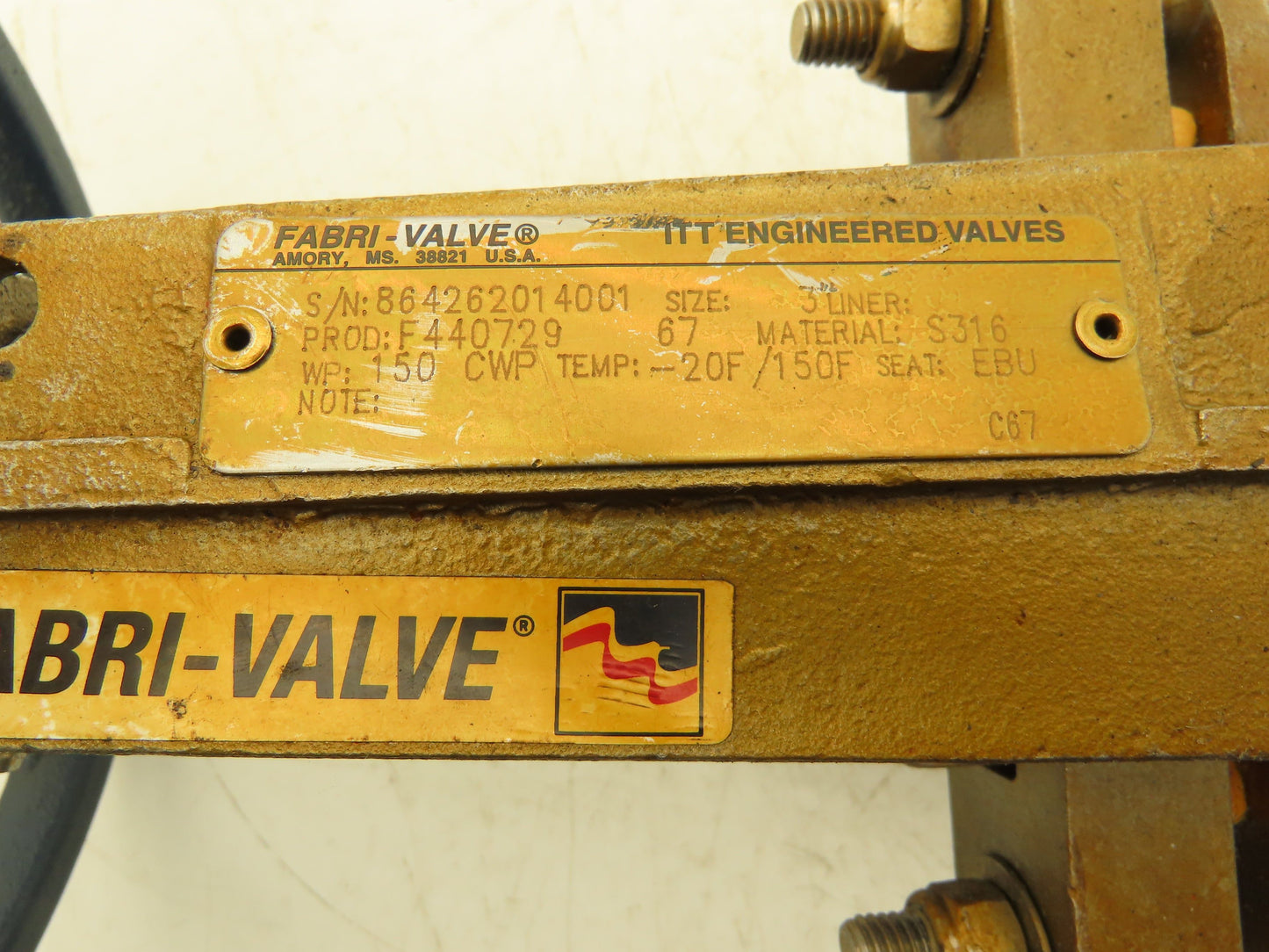 Fabri-Valve C67 Knife Gate Valve Size 3 Bi-Directional Rising Stem 316 Stainless