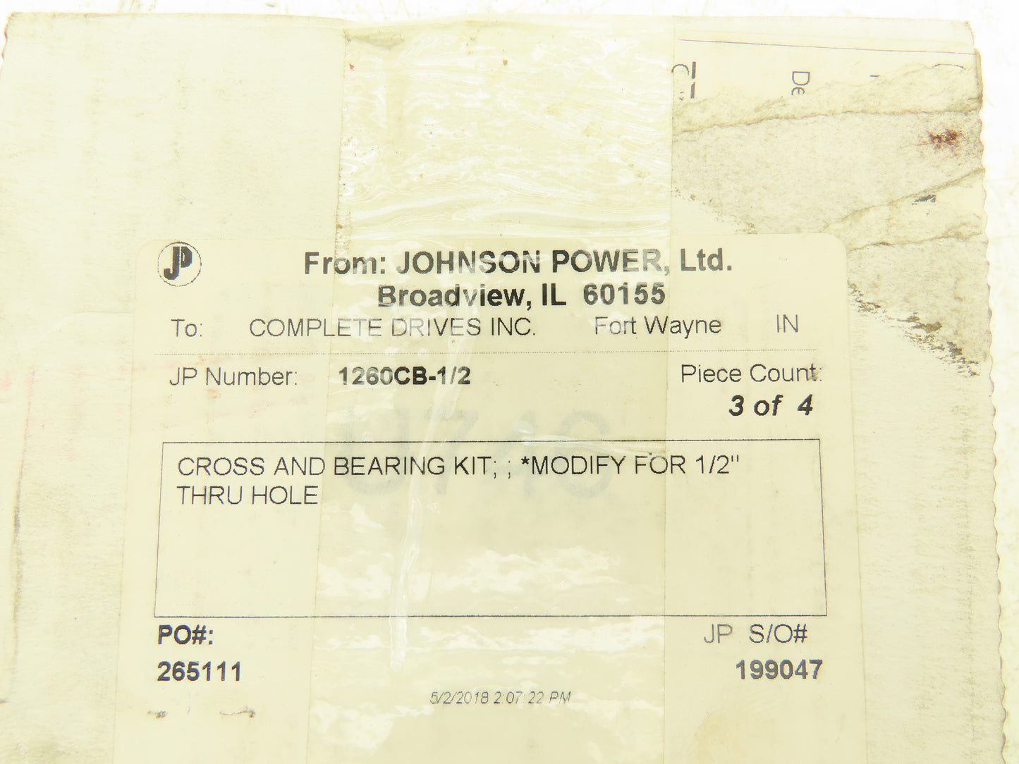 Johnson Power 1260CB-1/2 Universal U-Joint Cross Bearing 44mm x 125mm