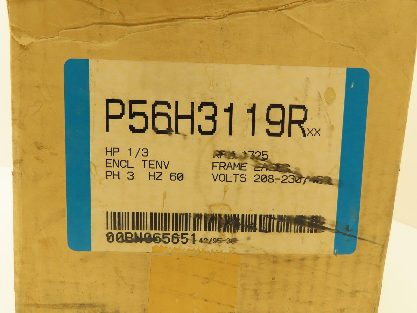 Reliance Electric P56H3119R AC Motor 1/3Hp 1725rpm 208-230/460v 3ph EA56C TENV