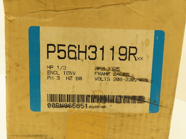 Reliance Electric P56H3119R AC Motor 1/3Hp 1725rpm 208-230/460v 3ph EA56C TENV