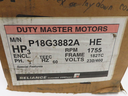 Reliance Electric P18G3882A AC Motor 3Hp 1755rpm 230/460v 3ph 182TC TEFC