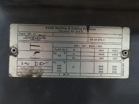 ESAB 353CV Mig Welder 450 amp DC Arc Mig 4HD Wire Feeder 230/460v/575V 3PH
