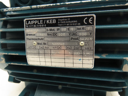 Laipple KEB MA90P2 AC Motor 3Kw/4Hp 2830 RPM 230/400V 3PH IEC 90 Frame