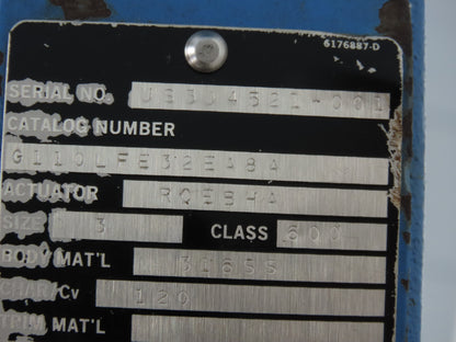 Metso Automation Globe Valve 3" 316SS Class 600 1440psi Pneumatic Positioner