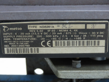 Metso Automation Globe Valve 3" 316SS Class 600 1440psi Pneumatic Positioner