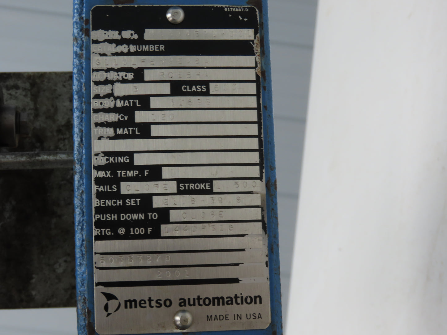 Metso Automation Globe Valve 3" 316SS Class 600 1440psi Pneumatic Positioner