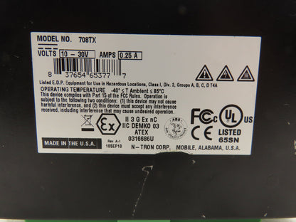 N-Tron 708TX Managed Industrial Ethernet Switch 8-Port 10/100BaseT 12/24VDC