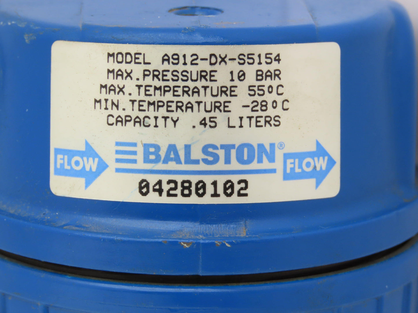 Balston A912-DX-S5154 Pneumatic Filter Assembly 145 psi 130°F 15oz Capacity