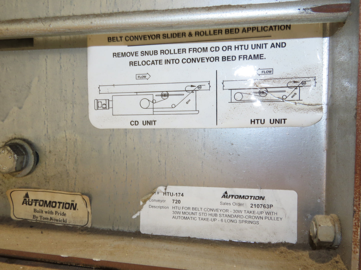 Automotion 30" Slider Bed Belt Conveyor Spring Take-Up 12' Section