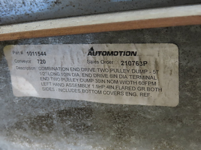 Automotion 30" Flat to Incline Belt Conveyor End Drive Dump Section 60 FPM 460V