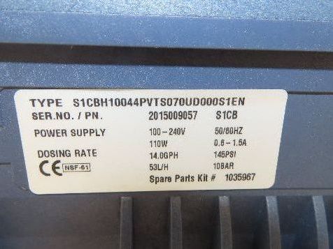 ProMinent Fluid Controls S1CB Metering Pump 110-240v 14Gph Dosing Rate 145psi