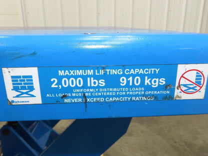 Bishamon Optimus Hydraulic Lift Table 2000lbs Lift2K 30" Travel 36x48" Top 1Ph