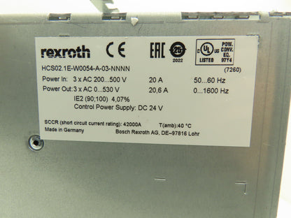 Rexroth HSC02.1E-W0054-A-03-NNNN Servo Drive Amplifier IndraDrive C