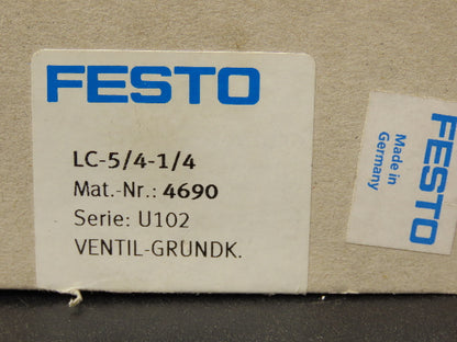 Festo 4690 U102 LC-5/4-1/4 Pneumatic Valve Body Block 116psi
