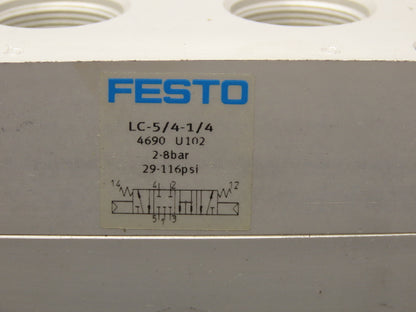 Festo 4690 U102 LC-5/4-1/4 Pneumatic Valve Body Block 116psi