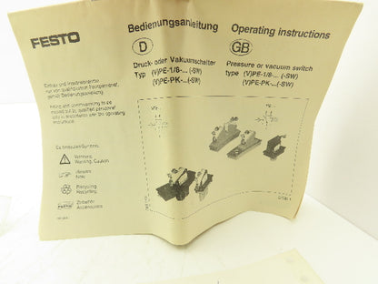 Festo 6484PE PE-1/8-1N-SW Pressure Switch 1/8"
