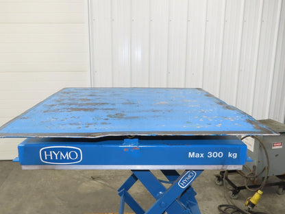 Hymo Hydraulic Scissor Lift Table 300kg 660lb 36" Travel 33x33" Swivel Top 1Ph