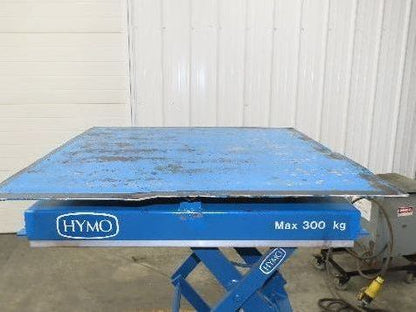 Hymo Hydraulic Scissor Lift Table 300kg 660lb 36" Travel 33x33" Swivel Top 1Ph