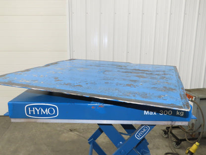 Hymo Hydraulic Scissor Lift Table 300kg 660lb 36" Travel 33x33" Swivel Top 1Ph