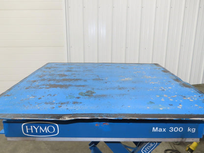 Hymo Hydraulic Scissor Lift Table 300kg 660lb 36" Travel 33x33" Swivel Top 1Ph
